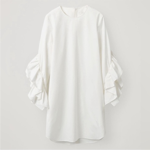 COS White Ruffle Sleeve Mini Dress - Picture 4 of 10